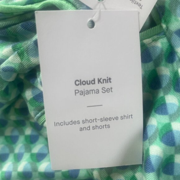 Auden Cloud Knit Pajama Top Size XS Blue New Geometric Button Front - Picture 9 of 10